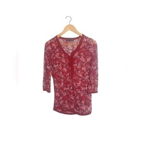 Almost Famous Red Floral Sheer Top